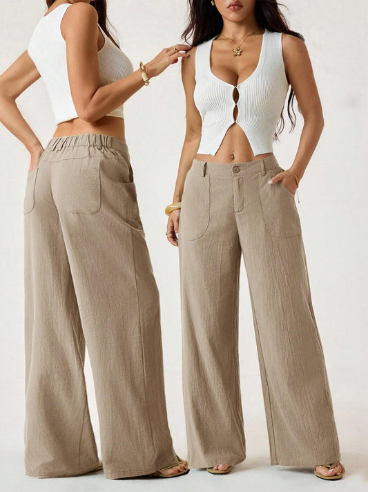 👖 50% DE RÉDUCTION ✨ Pantalon large femme coton-lin – Léger, respirant & polyvalent – Parfait pour le printemps, l’été ou le télétravail – style bohème chic 🌿