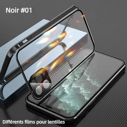 ✨Coque de téléphone en verre trempé magnétique double face pour iPhone 🔥Anti-regard🔥la protection de la vie privée