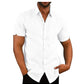 Chemise à manches courtes en lin pour homme, avec poches