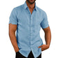 Chemise à manches courtes en lin pour homme, avec poches