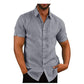 Chemise à manches courtes en lin pour homme, avec poches