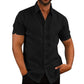 Chemise à manches courtes en lin pour homme, avec poches