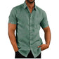 Chemise à manches courtes en lin pour homme, avec poches