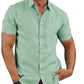 Chemise à manches courtes en lin pour homme, avec poches