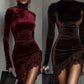 Robe élégante asymétrique à bordure en dentelle pour femme ✈️ Livraison gratuite