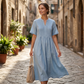 🎁 Vente chaude 58% de réduction 🔥 Robe décontractée pour femme, coupe ample, col en V et taille élastique.