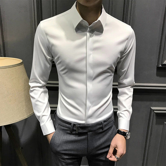 Chemise boutonnée infroissable en coton mercerisé de haute qualité pour homme【Aucun repassage requis】