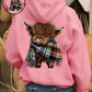 🎁Adorable sweat à capuche doublé polaire Highland Cow🎁