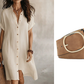 🌸 Robe courte boutonnée en coton et lin pour femme ✨ Un indispensable de votre nouvelle garde-robe