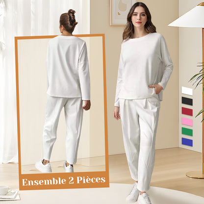 Mode, décontracté ✨Ensemble 2 pièces pantalon à manches longues et col rond【Achetez-en 2, livraison gratuite】
