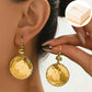 Boucles d'oreilles pendantes vintage en métal martelé