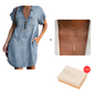 ⌛Offre à durée limitée⏰ - Robe en jean ample à col et fermeture éclair pour femme, avec poches