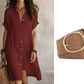 🌸 Robe courte boutonnée en coton et lin pour femme ✨ Un indispensable de votre nouvelle garde-robe