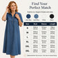 👗 60% OFF NOW! 👖 Robe-chemise midi décontractée en jean avec poches – Jean doux et coupe ample – Poches pratiques, idéales pour un look décontracté au quotidien – Confortable et polyvalente ✨🌸