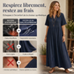 🎁 Vente chaude 58% de réduction 🔥 Robe décontractée pour femme, coupe ample, col en V et taille élastique.