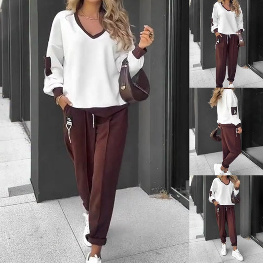 🍁NEW HOT SALE🔥Ensemble sweat à capuche et pantalon de jogging à blocs de couleurs