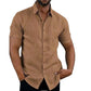 Chemise à manches courtes en lin pour homme, avec poches