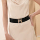 【Vente directe d'usine】Ceinture en cuir élastique vintage à boucle dorée pour femme