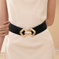 【Vente directe d'usine】Ceinture en cuir élastique vintage à boucle dorée pour femme