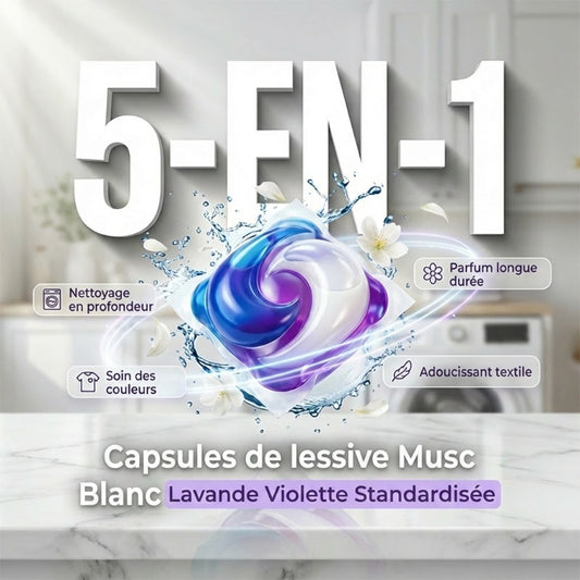✨2026 Hot Sale 52% OFF🔥Capsules de lessive 5 en 1 au musc blanc (80 unités)