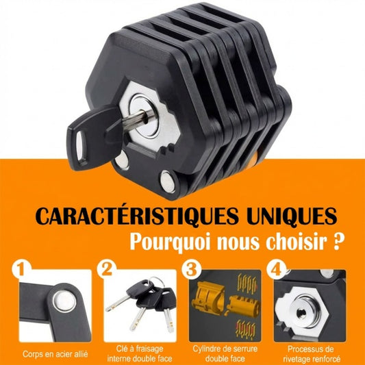 🔥 Meilleure vente | Antivol pliable pour motos et vélos • Antivol et robuste 💪 Antirouille