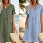 👗 Robe femme décontractée à col V et taille cintrée, poches, tissu doux et confortable ✨