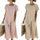 Offre à durée limitée⏰ Robe femme à col rond, asymétrique et élégante, de couleur unie 💖 Coupe très ample 💖 Extrêmement respirante