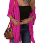 🌸🦋🌼 OFFRE LIMITÉE 55% DE RÉDUCTION! Poncho/Pareo Bohème en Maille Ajourée pour Femme – Ouverture Devant avec Pompons et Franges, Tissu Léger, Idéal pour les Jours Ensoleillés, les Vacances et le Quotidien Chic ✨🎶