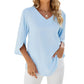 🔥2024NEW HOT SALE 🔥 T-shirt ample à col en V pour femmes【Achetez-en 2, livraison gratuite】