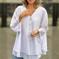 🔥New Arrival Hot Sale 🔥Tops doux à col en V double couche avec fermeture à glissière et manches 3/4