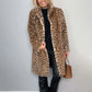 💕HOT SALE 💕Veste mi-longue à imprimé léopard pour femmes