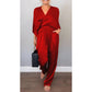 💃Ensemble 2 pièces élégant pour femme, haut à col en V et pantalon en coton mercerisé