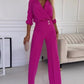 💕Durée limitée -50 %💕Ensemble décontracté à col en V et couleur unie pour femme