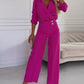 💕Durée limitée -50 %💕Ensemble décontracté à col en V et couleur unie pour femme