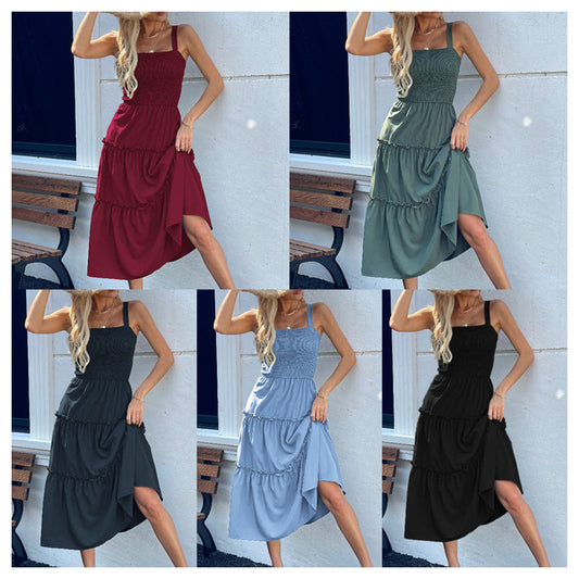 🌸New Arrival Hot Sale 🔥Robe extensible de couleur unie pour femme