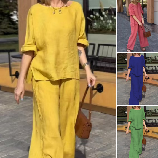⏳ Offre spéciale à durée limitée ⏰ Tenues 2 pièces en coton et lin pour femmes(ensemble 2 pièces)