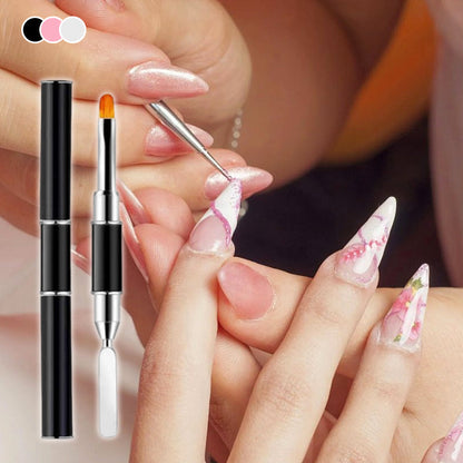 Pinceau à double pointe pour nail art avec spatule