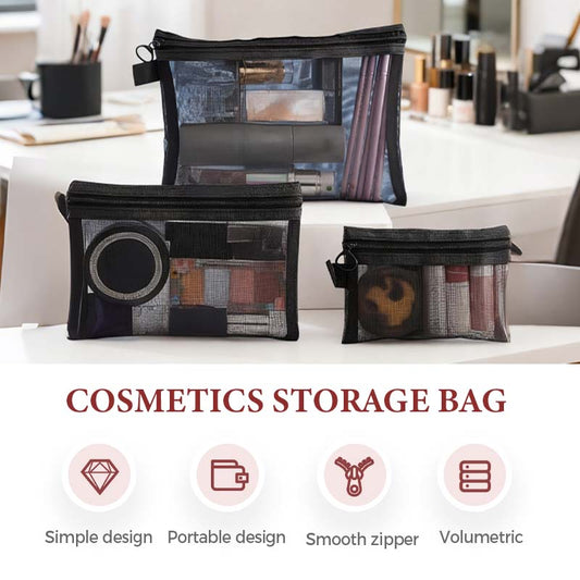 Trousse de Rangement pour Cosmétiques en Maille Portable