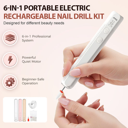 6-in-1 Portable Electric Rechargeable Nail Drill Kit