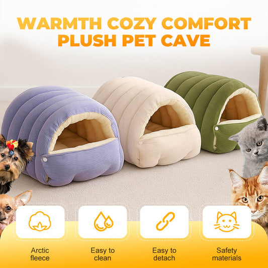 📢52% de réduction！！！ 🐶🐱Chaleur, confort douillet, niche en peluche pour animaux domestiques