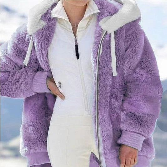 🔥 59% DE RÉDUCTION ! ✨ Veste Polaire Femme avec Doublure Sherpa - Capuche Adjustable, Poche Cachée, Idéal pour l'Hiver Élégant 🧥❄️