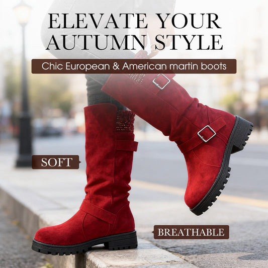 🍂 Élégance de Saison | Bottes Femme en Daim à Semelle Crantée⚡ Livraison gratuite