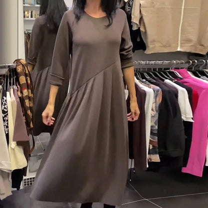 Robe décontractée à encolure ronde, couleur unie