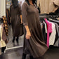 Robe décontractée à encolure ronde, couleur unie