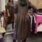 Robe décontractée à encolure ronde, couleur unie