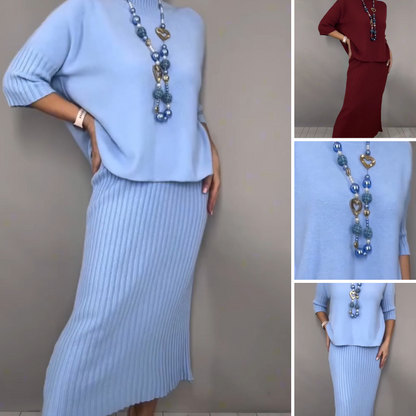 ⏳Spécial à durée limitée⏰Ensemble 2 pièces élégant composé d'un pull en maille et d'une jupe midi👚👗