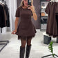 Mini Robe pour Femme Scintillante à Manches Courtes et Dentelle | Élégante et Brillante