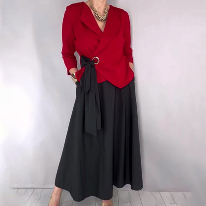 ✈️Livraison gratuite✈️Ensemble 2 pièces élégant composé d'un haut et d'une jupe unie pour femme