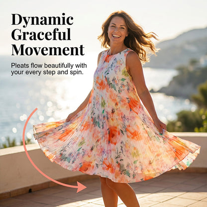 💥 Offre spéciale : 56 % de réduction 💥 Robe sans manches plissée à imprimé floral pour femme