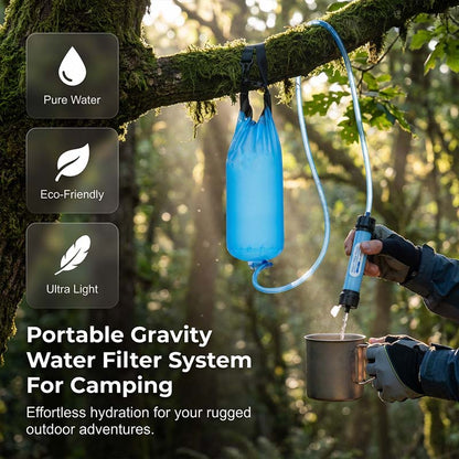 💧En solde ! Sac filtrant à eau portable | Système par gravité | Portable et rapide
